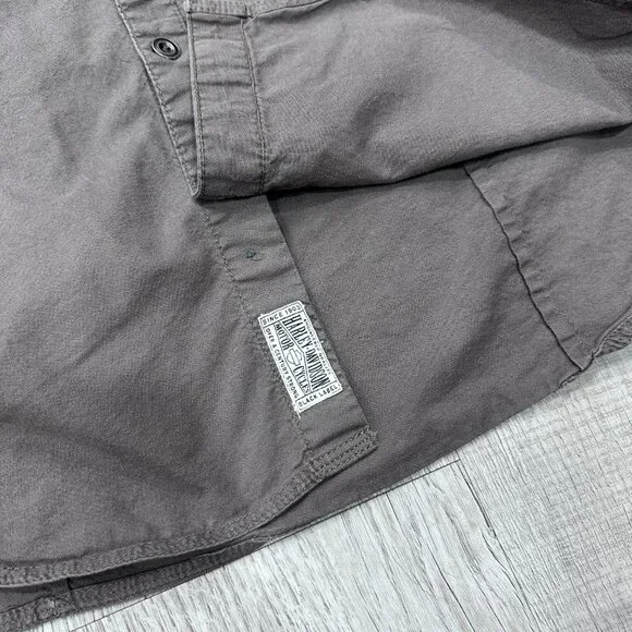 Harley Davidson Shirt Mens Large Short Sleeve Gray HDMC Button Down Biker - Picture 8 of 11